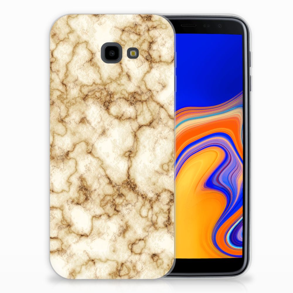 Samsung Galaxy J4 Plus (2018) TPU Siliconen Hoesje Marmer Goud