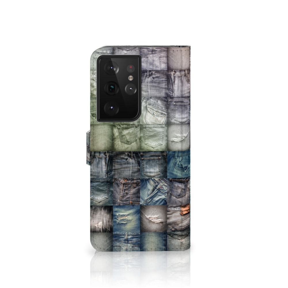 Wallet Case met Pasjes Samsung Galaxy S21 Ultra Spijkerbroeken