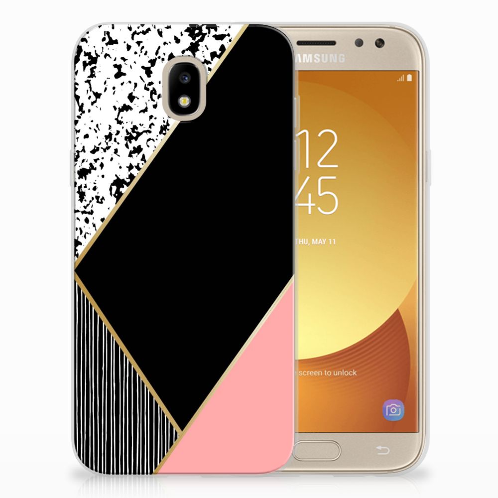 Samsung Galaxy J5 2017 TPU Hoesje Zwart Roze Vormen