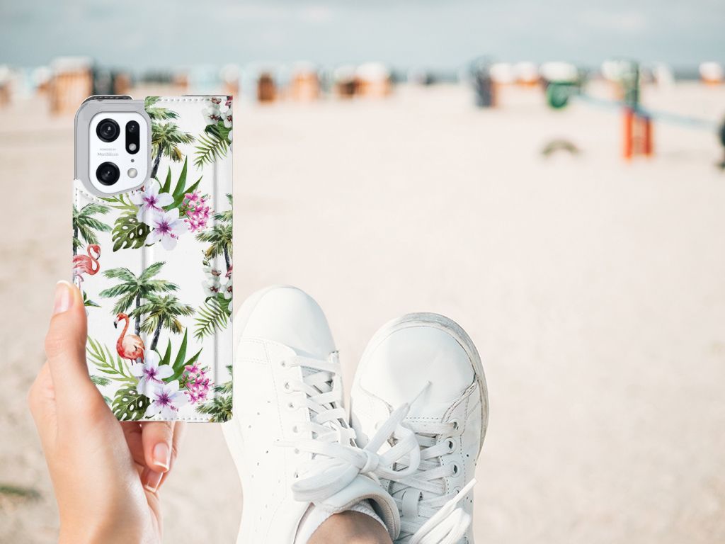 OPPO Find X5 Pro Hoesje maken Flamingo Palms - B2C Telecom