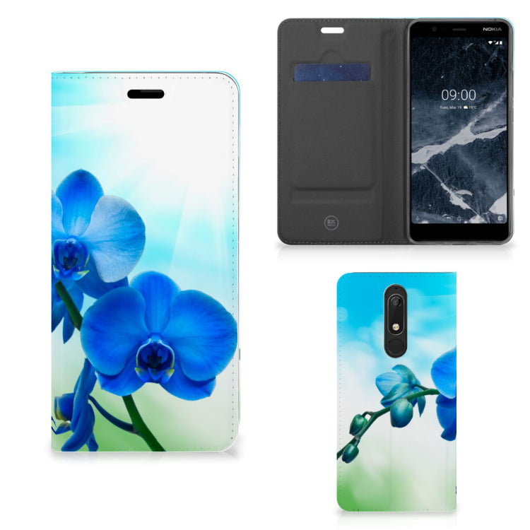 Nokia 5.1 (2018) Smart Cover Orchidee Blauw - Cadeau voor je Moeder