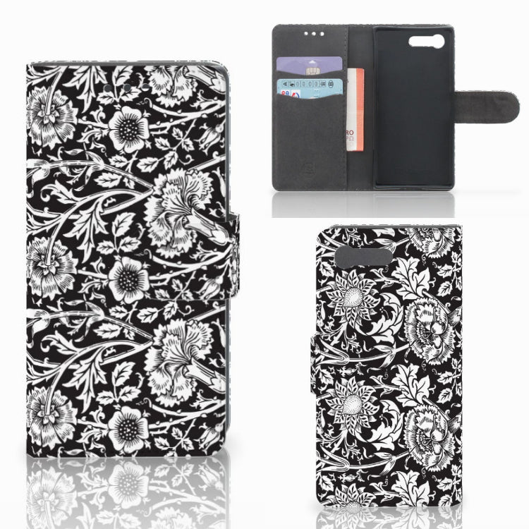 Sony Xperia X Compact Hoesje Black Flowers