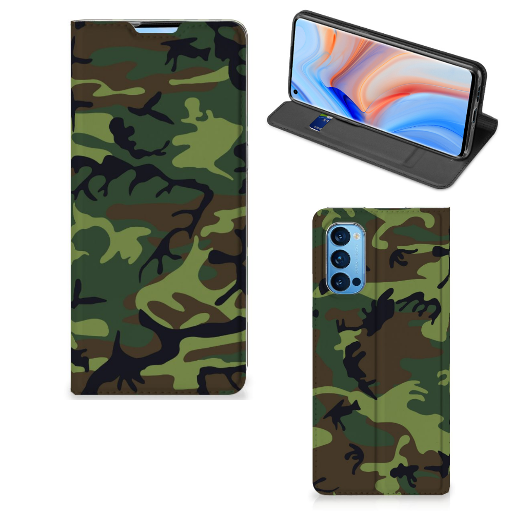 OPPO Reno4 Pro 5G Hoesje met Magneet Army Dark - B2C Telecom