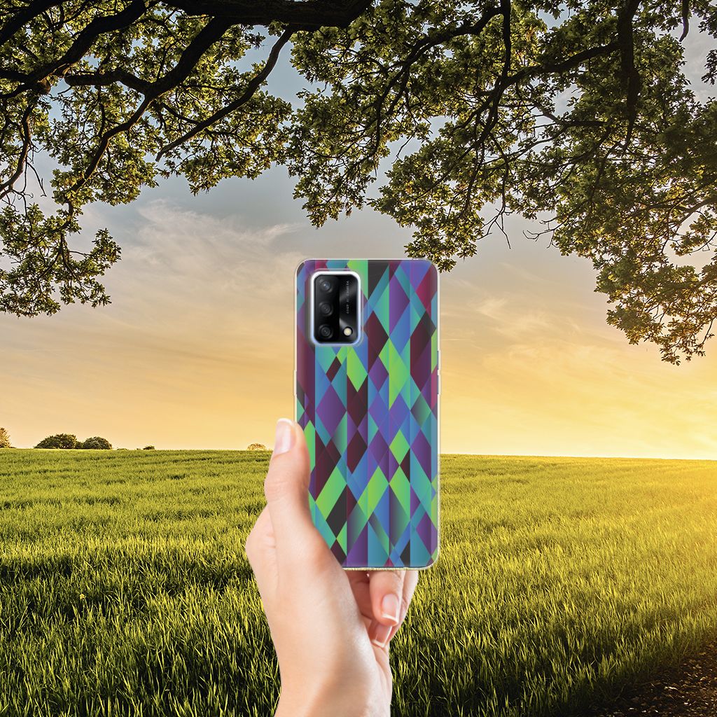OPPO A74 4G TPU Hoesje Abstract Green Blue B2C Telecom