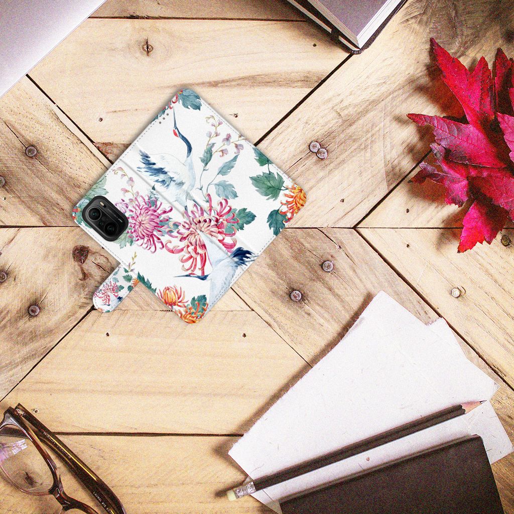 Poco F3 | Xiaomi Mi 11i Telefoonhoesje met Pasjes Bird Flowers