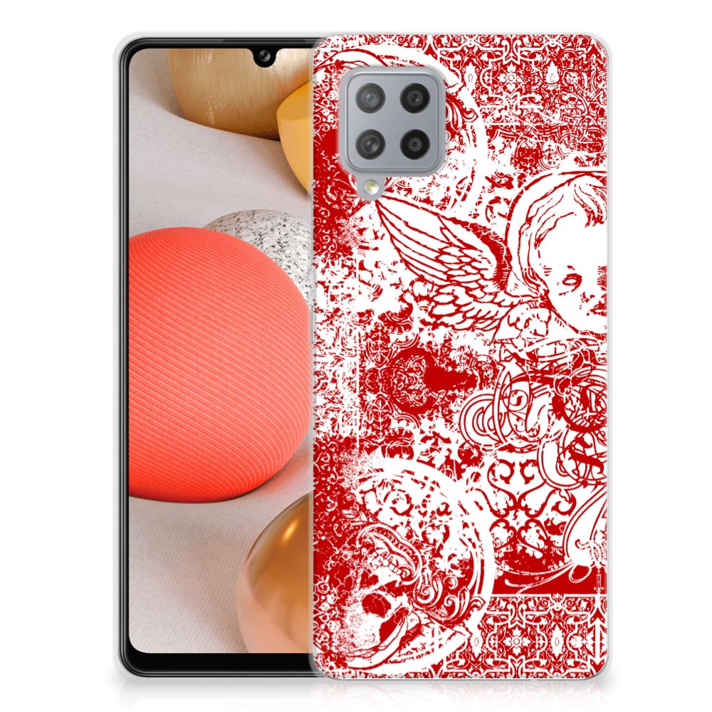 Silicone Back Case Samsung Galaxy A42 Angel Skull Rood