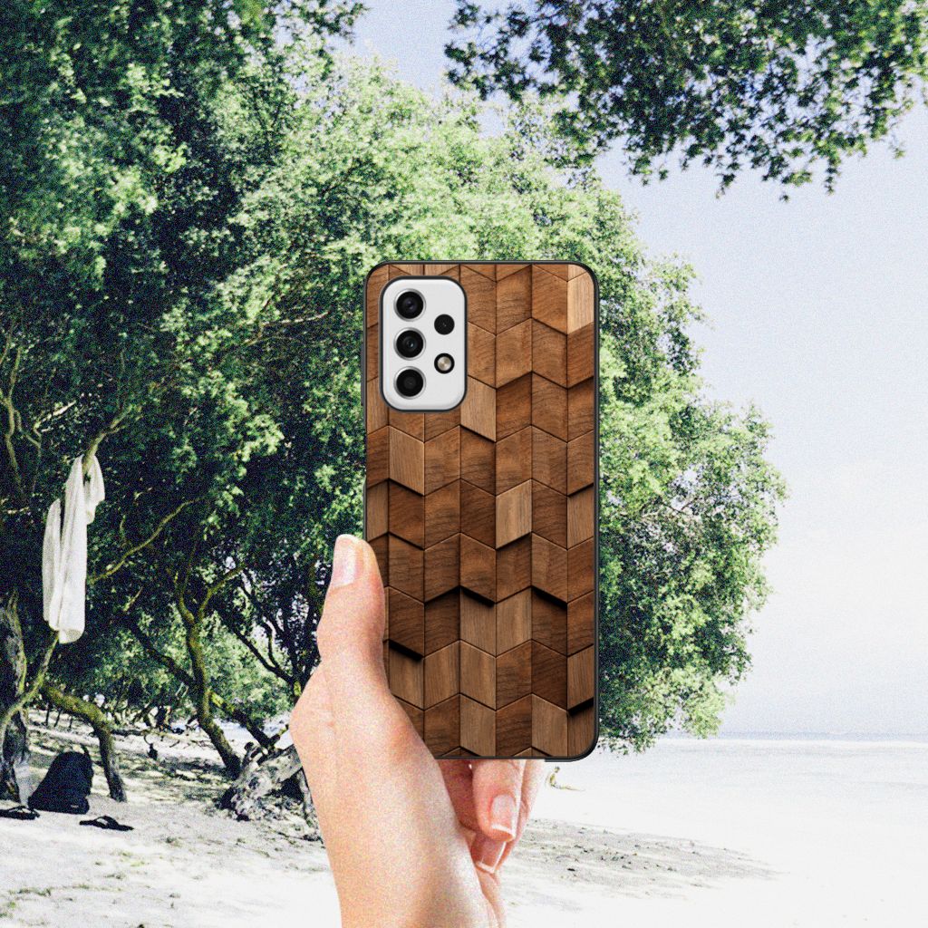 Houten Print Telefoonhoesje voor Samsung Galaxy A23 Wooden Cubes B2C Telecom