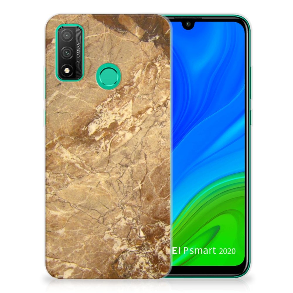 Huawei P Smart 2020 TPU Siliconen Hoesje Marmer Creme