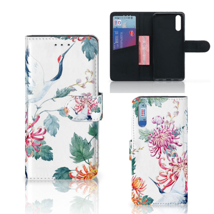 Huawei P20 Telefoonhoesje met Pasjes Bird Flowers