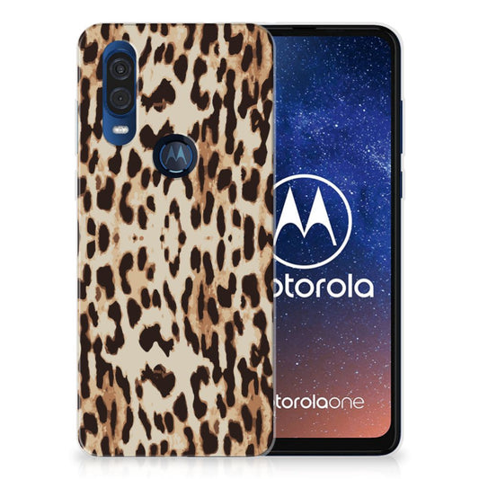 Motorola One Vision TPU Hoesje Leopard