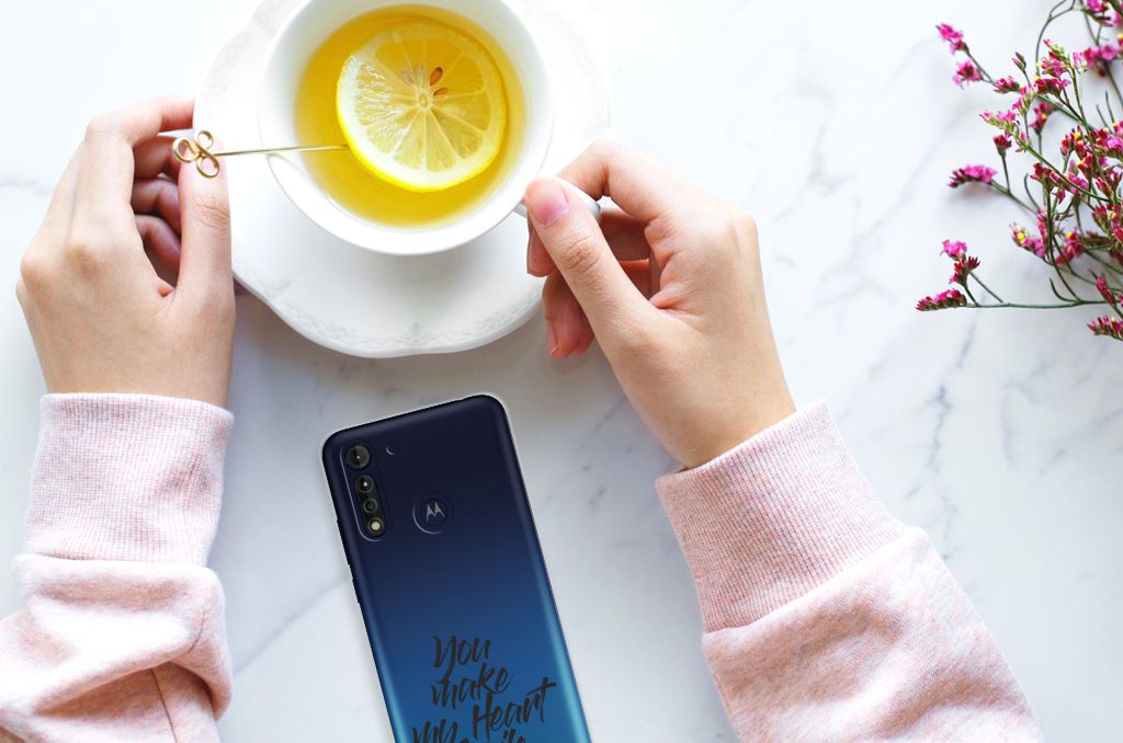 Motorola Moto G8 Power Lite Siliconen hoesje met naam Heart Smile