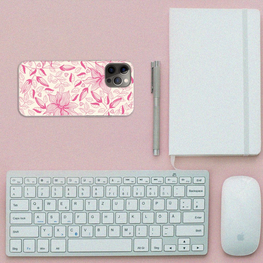 iPhone 12 Pro Max TPU Case Pink Flowers