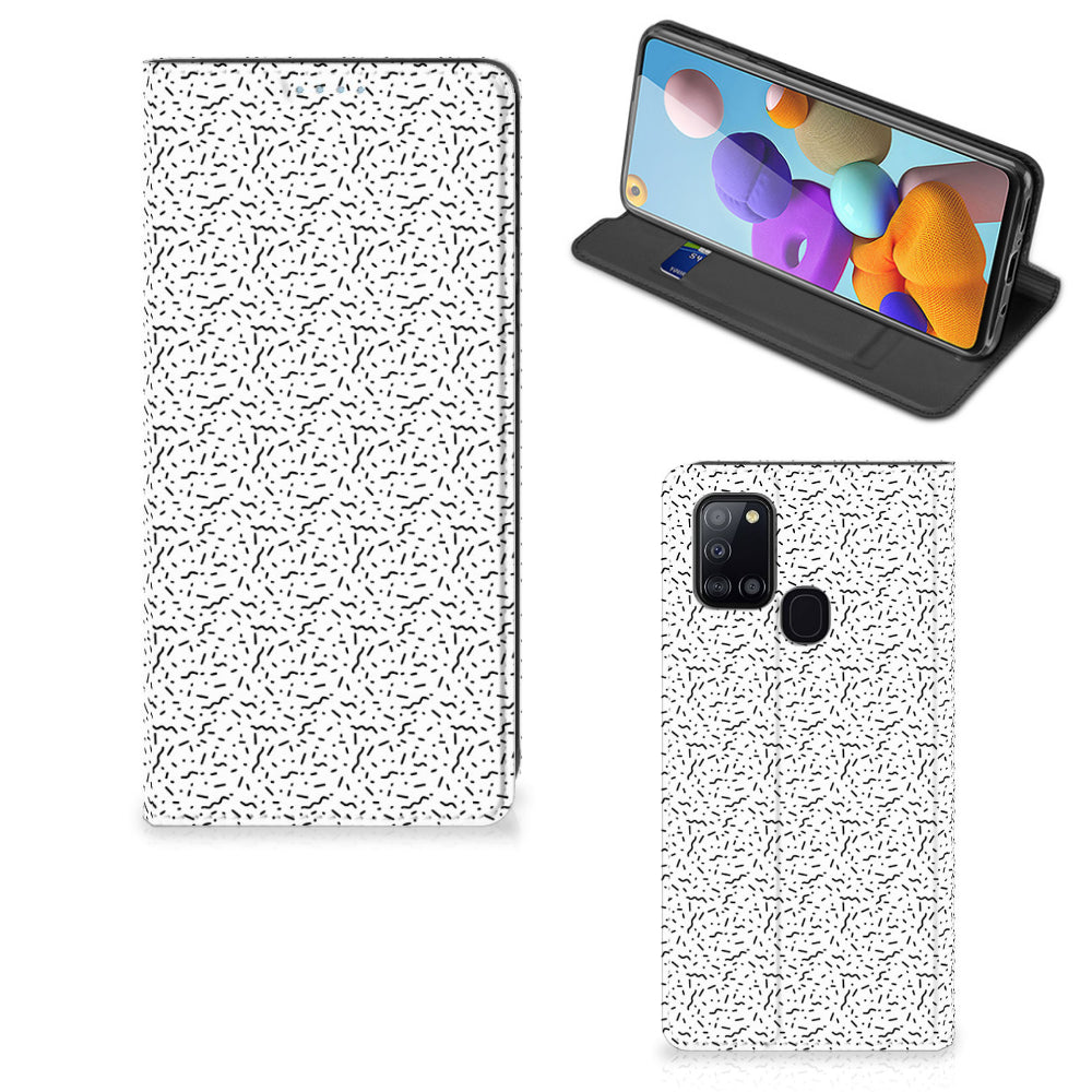 Samsung Galaxy A21s Hoesje met Magneet Stripes Dots