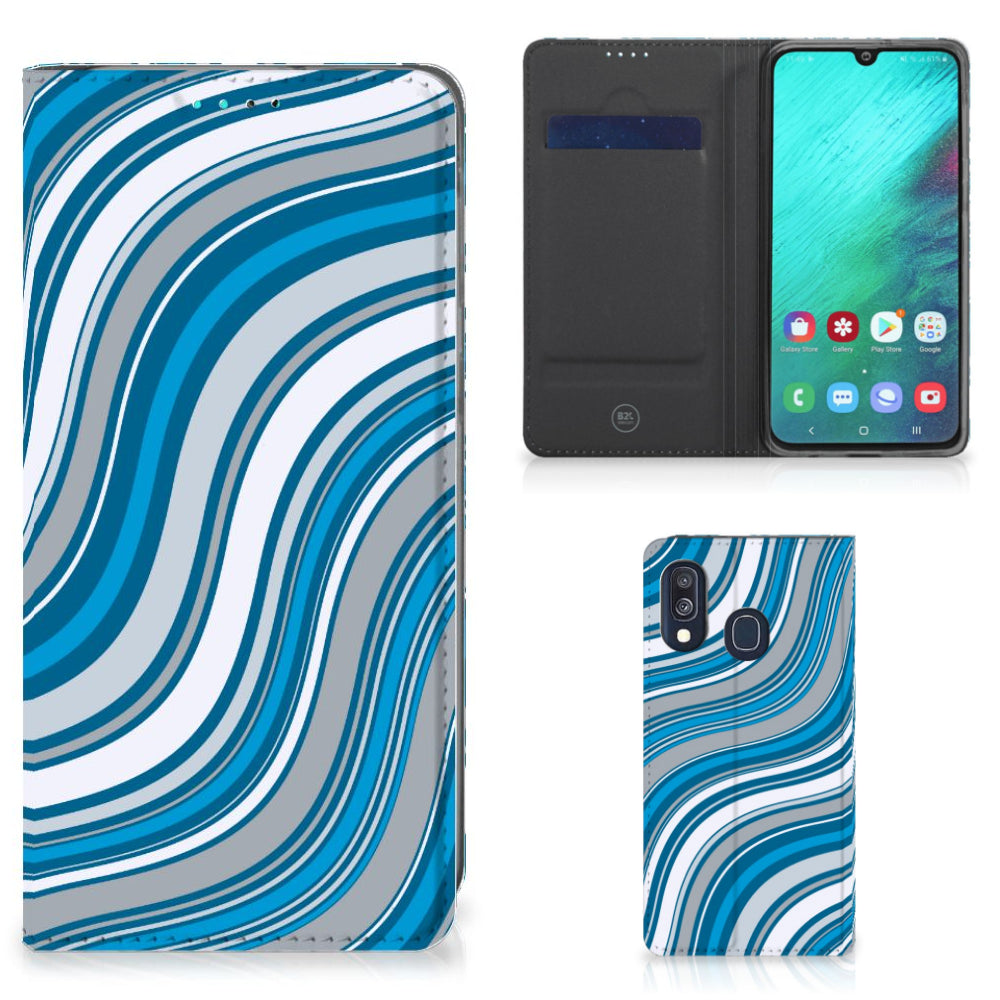 Samsung Galaxy A40 Hoesje met Magneet Waves Blue