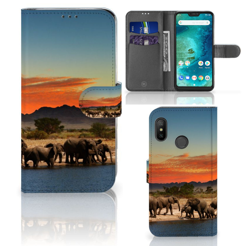 Xiaomi Mi A2 Lite Telefoonhoesje met Pasjes Olifanten