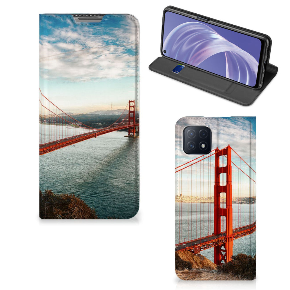 OPPO A73 5G Book Cover Golden Gate Bridge