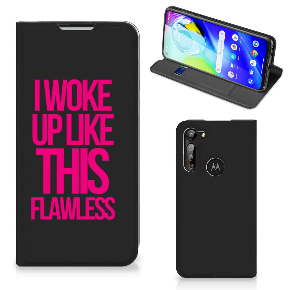 Motorola Moto G8 Power Hoesje met tekst Woke Up - Origineel Cadeau Zelf Maken