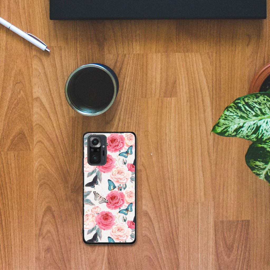 Xiaomi Redmi Note 10 Pro Bloemen Hoesje Butterfly Roses B2C Telecom