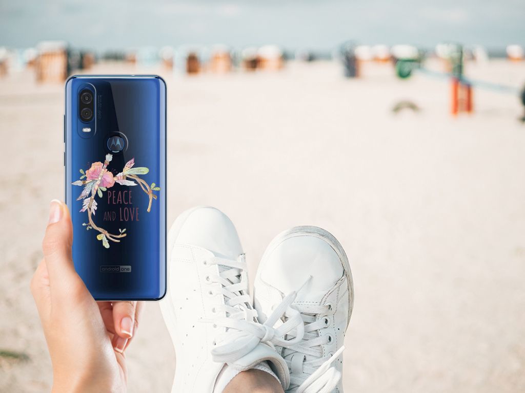 Motorola One Vision Telefoonhoesje met Naam Boho Text