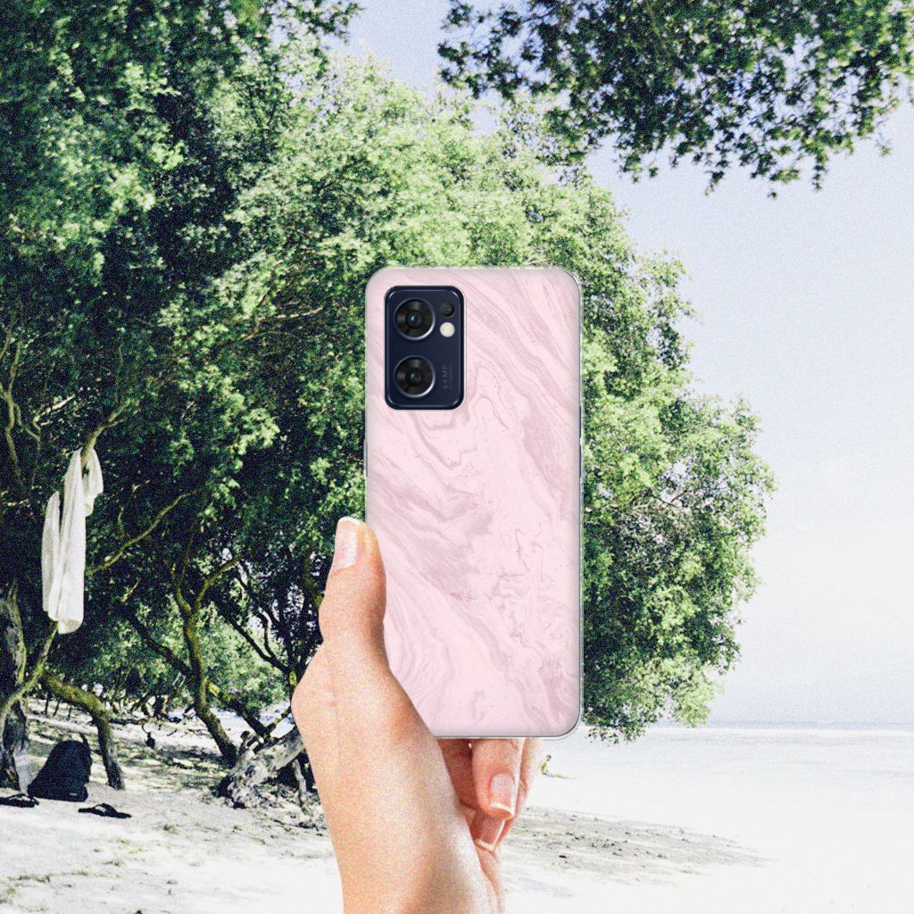 OPPO Reno 7 5G | Find X5 Lite TPU Siliconen Hoesje Marble Pink - Origineel Cadeau Vriendin