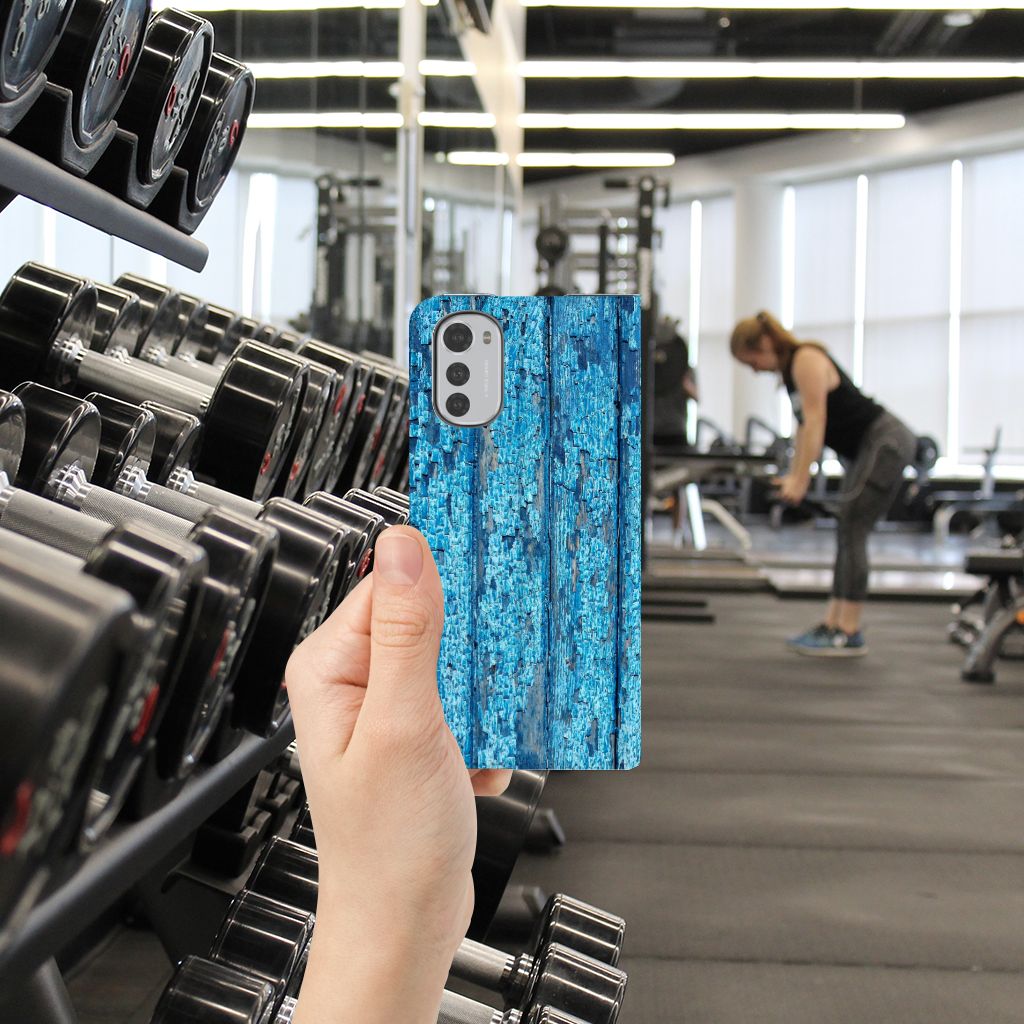 Motorola Moto E32 | Moto E32s Book Wallet Case Wood Blue - B2C Telecom