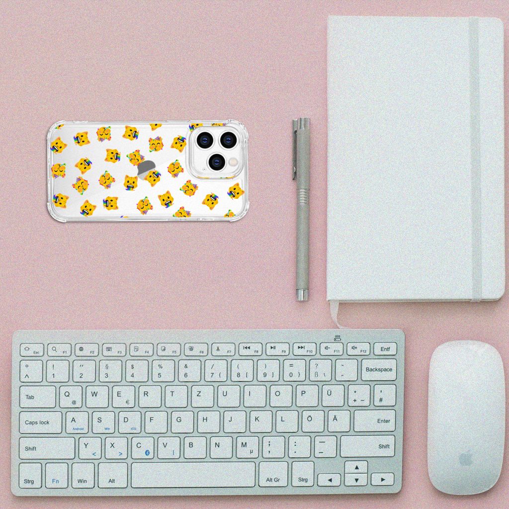 Doorzichtige Silicone Hoesje voor iPhone 14 Pro Katten Emojis B2C Telecom