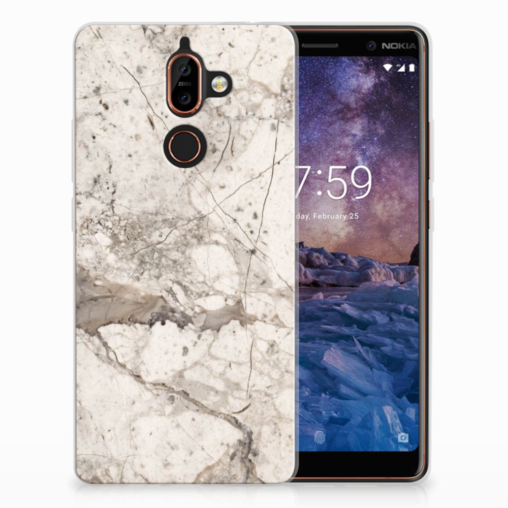 Nokia 7 Plus TPU Siliconen Hoesje Marmer Beige