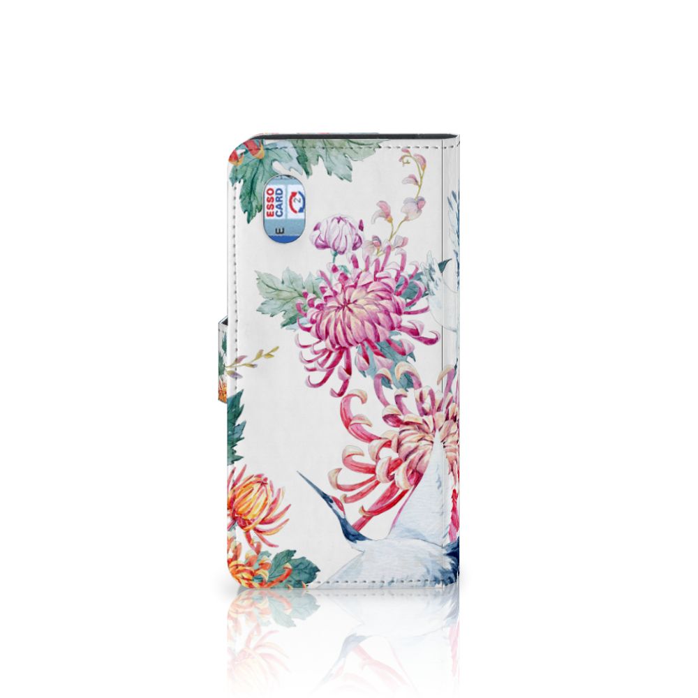 Alcatel 1B (2020) Telefoonhoesje met Pasjes Bird Flowers