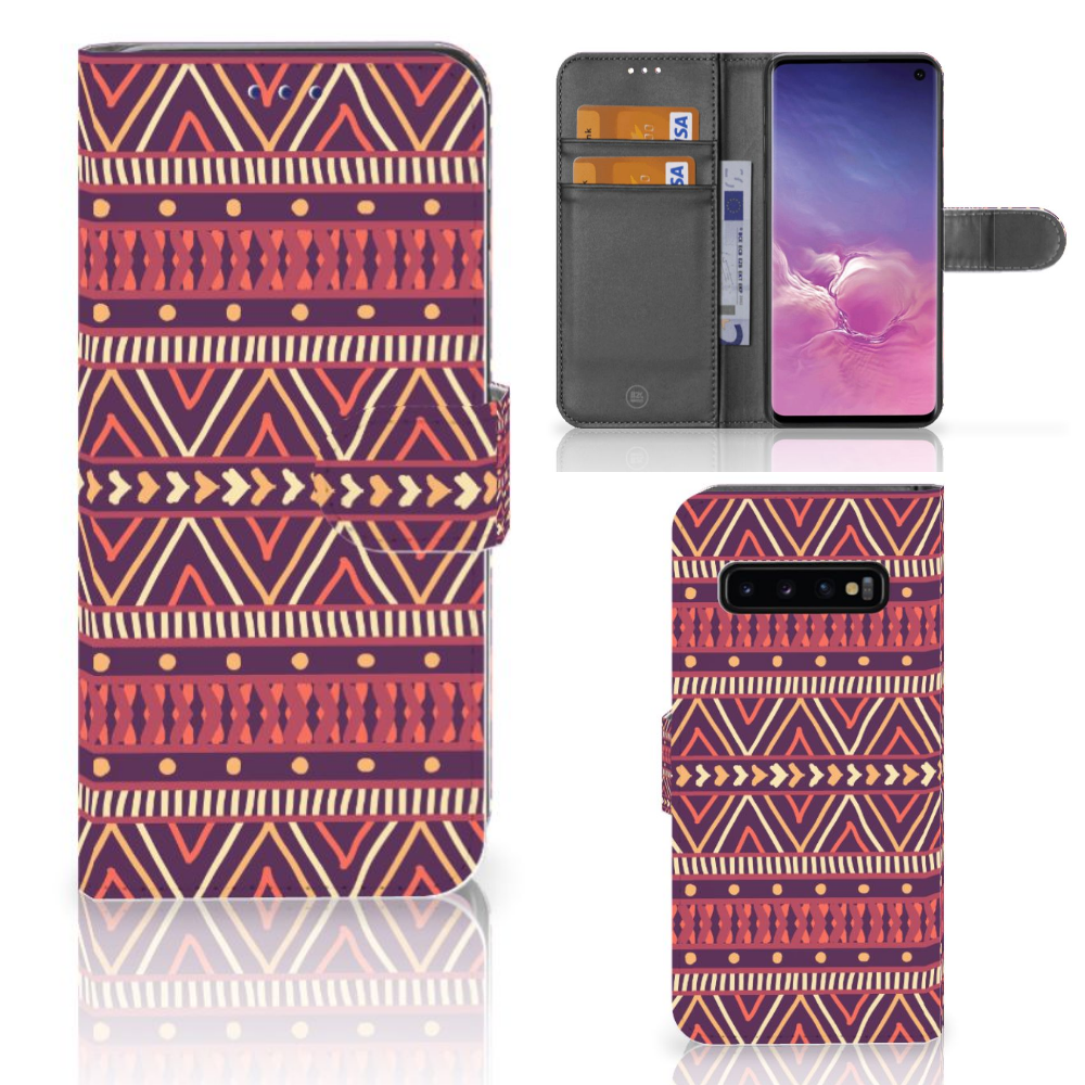 Samsung Galaxy S10 Telefoon Hoesje Aztec Paars