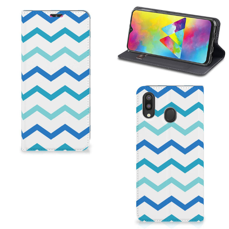 Samsung Galaxy M20 Hoesje met Magneet Zigzag Blauw