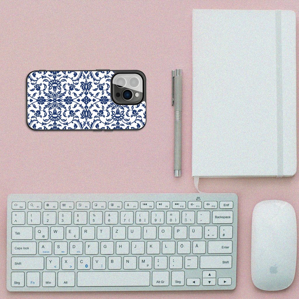 iPhone 13 Pro Bloemen Hoesje Flower Blue B2C Telecom