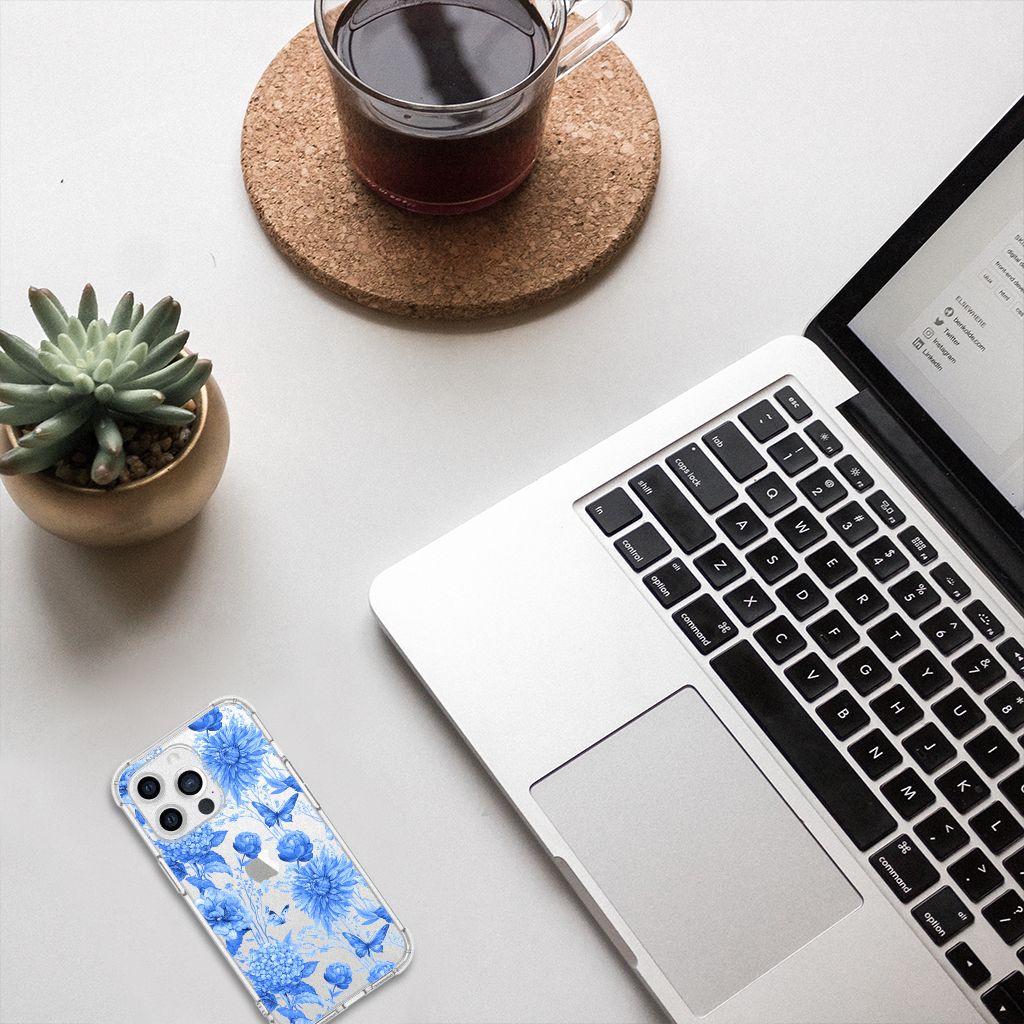 Case voor Apple iPhone 13 Pro Flowers Blue B2C Telecom
