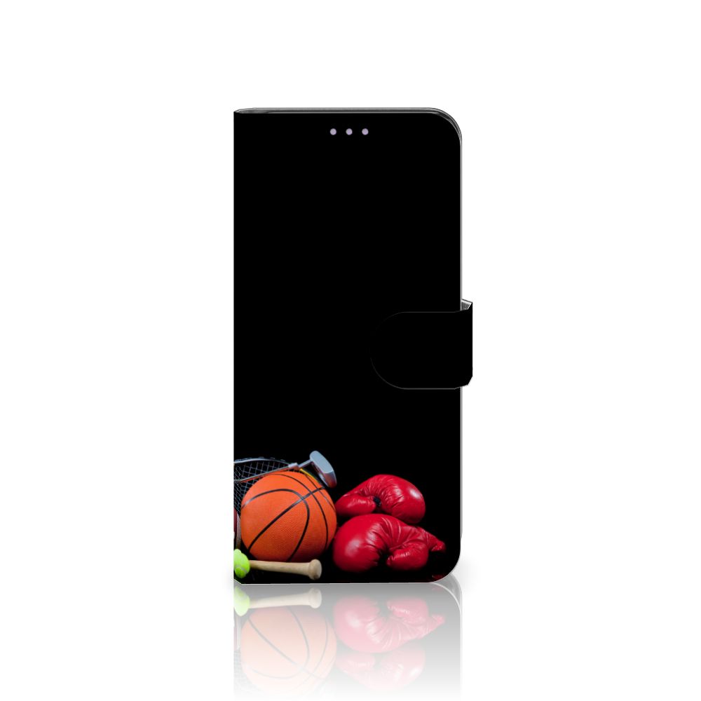 OnePlus Nord CE 5G Wallet Case met Pasjes Sports met sportafbeeldingen van een basketbal en bokshandschoenen.