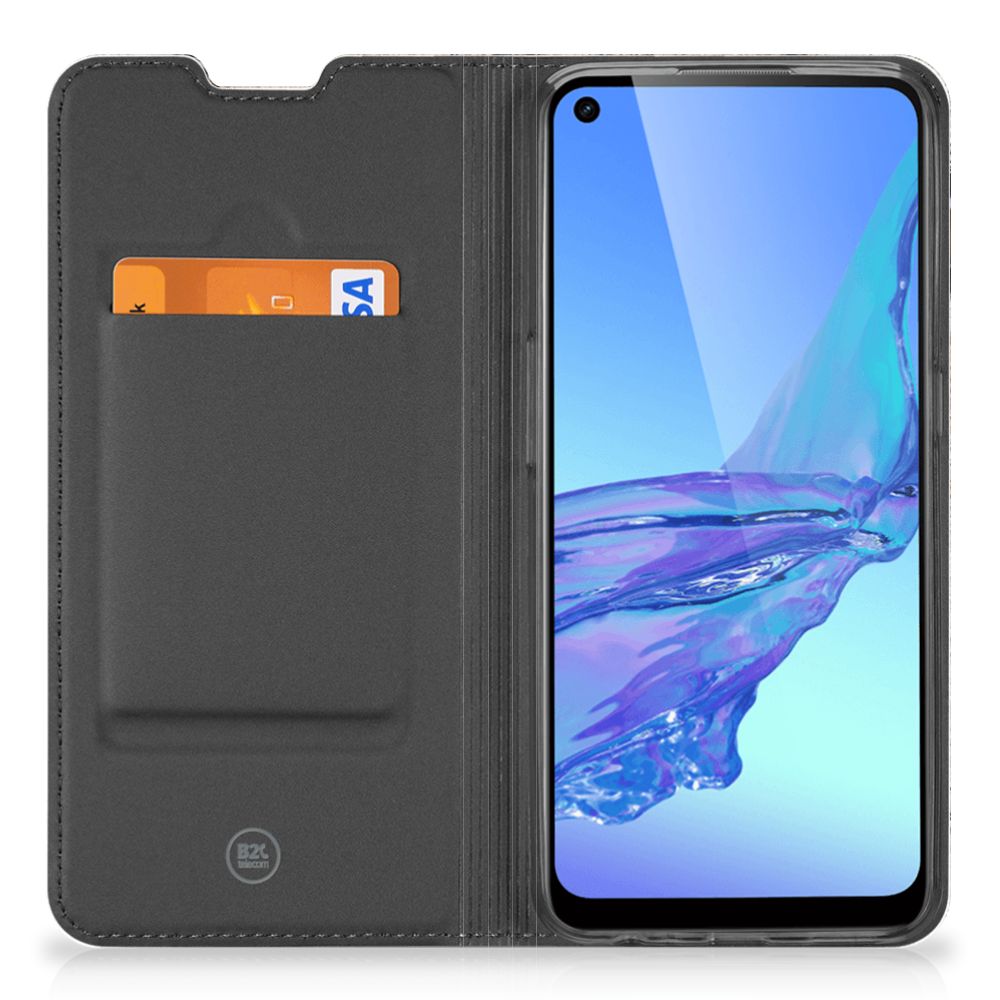 OPPO A53 | A53s Hoesje maken Cheetah - zicht van binnenkant hoesje met creditcardhouder en telefoon