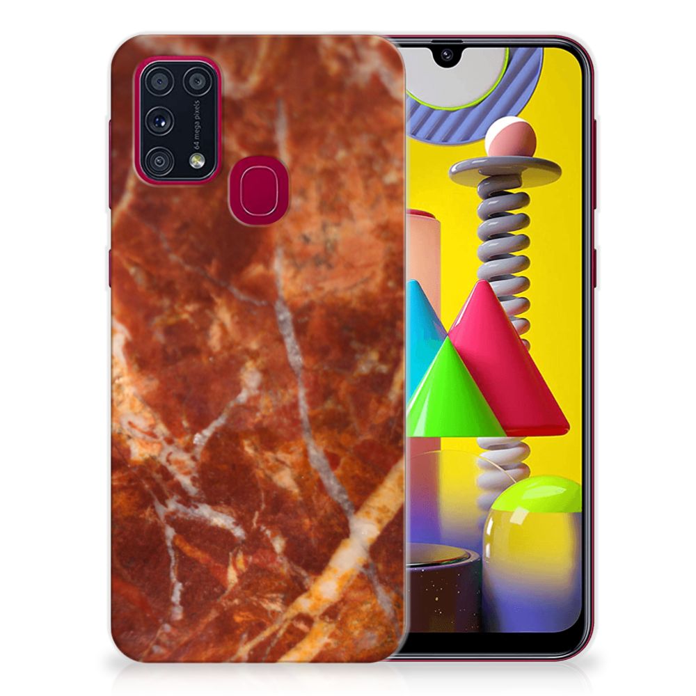 Samsung Galaxy M31 TPU Siliconen Hoesje Marmer Bruin B2C Telecom