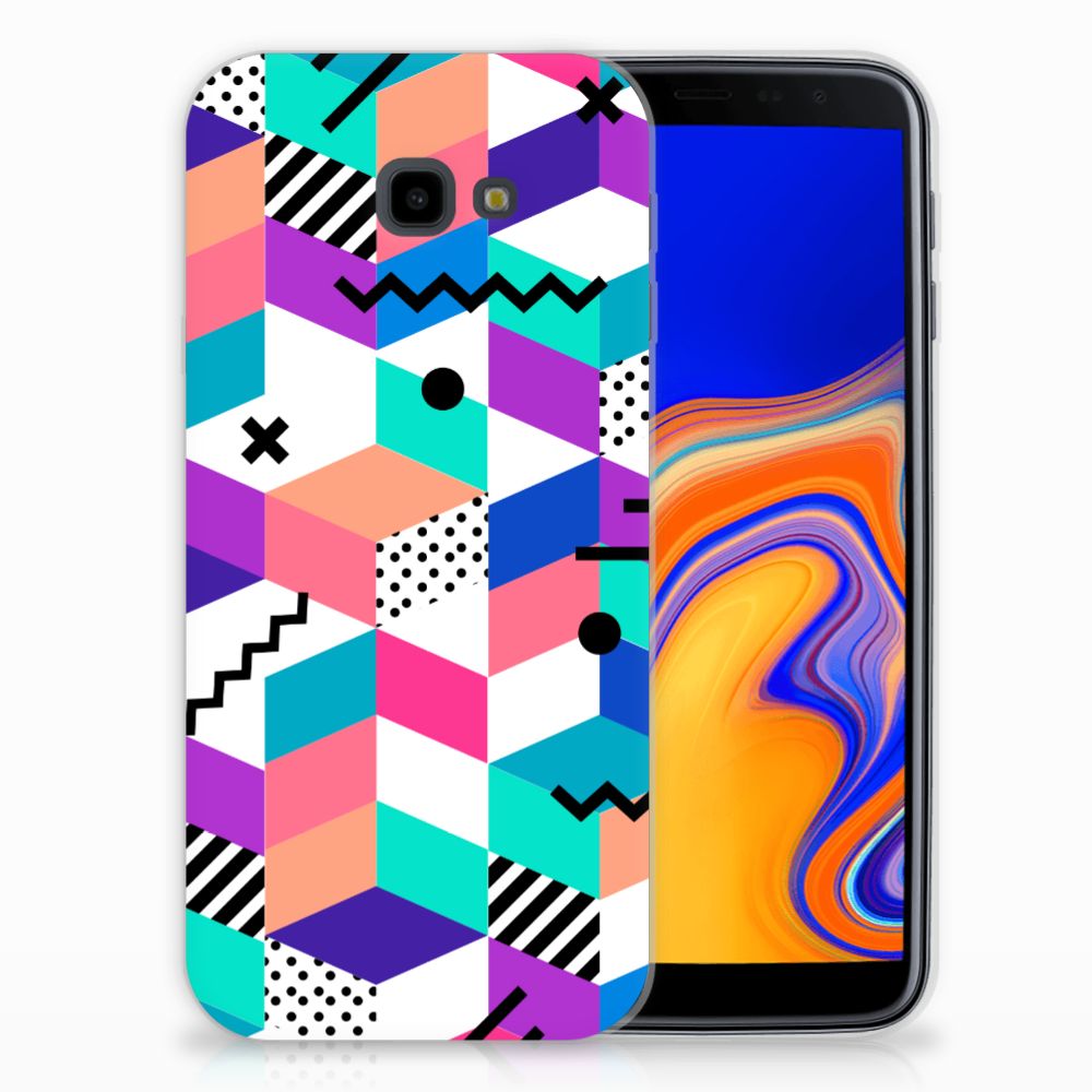 Samsung Galaxy J4 Plus (2018) TPU Hoesje Blokken Kleurrijk