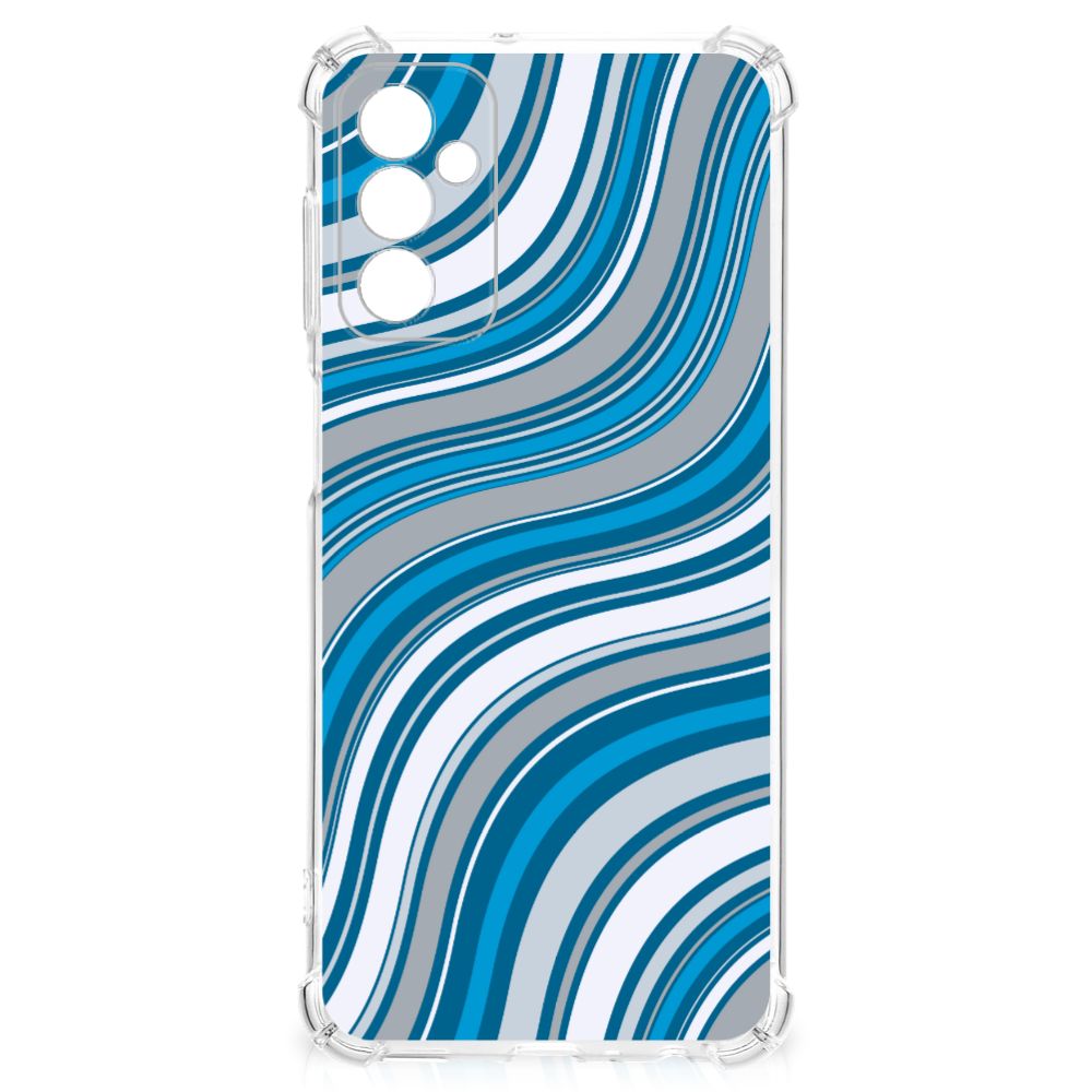 Samsung Galaxy M13 4G | M23 Doorzichtige Silicone Hoesje Waves Blue B2C Telecom