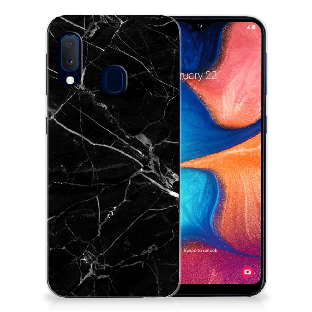 Samsung Galaxy A20e TPU Siliconen Hoesje Marmer Zwart - Origineel Cadeau Vader