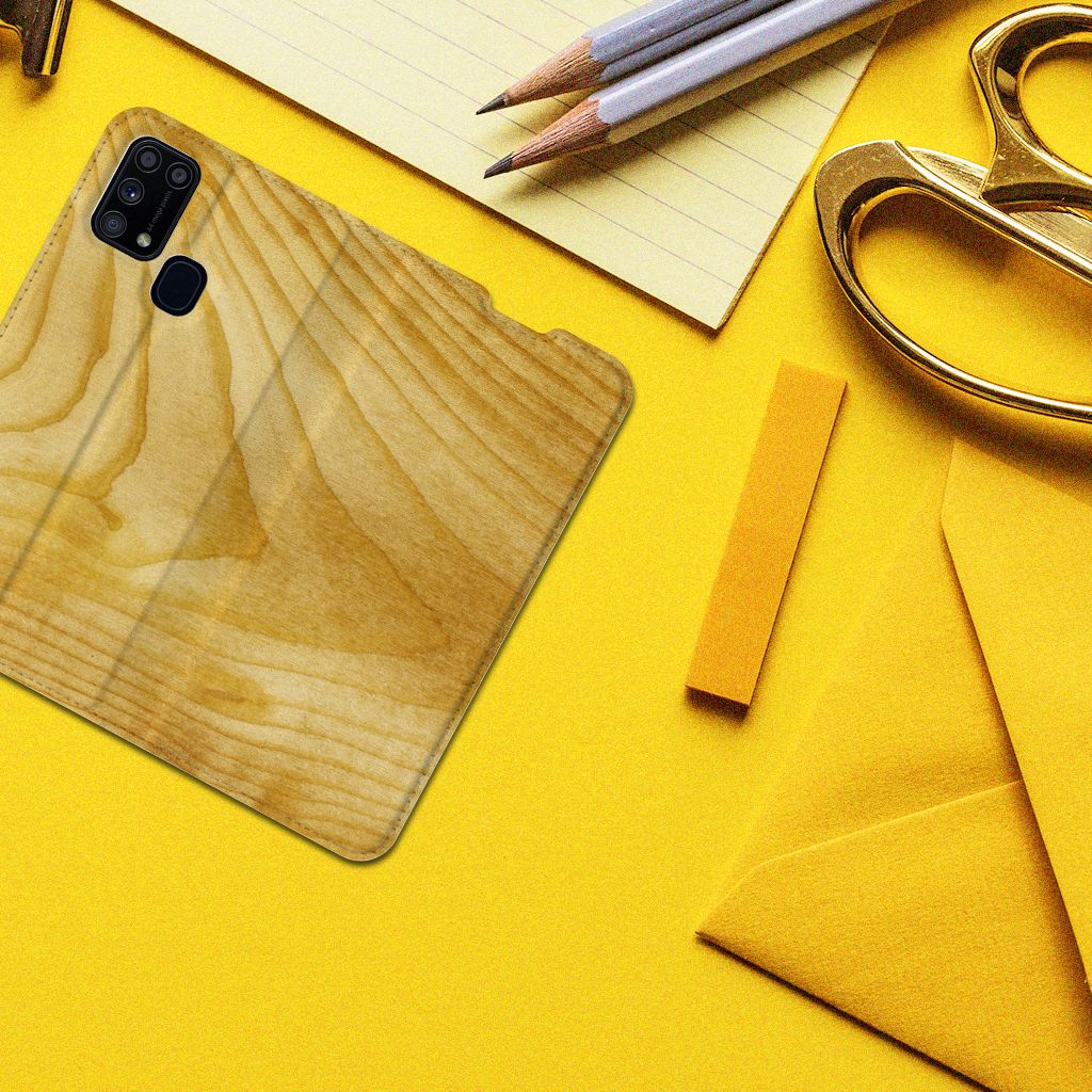 Samsung Galaxy M31 Book Wallet Case Licht Hout - B2C Telecom