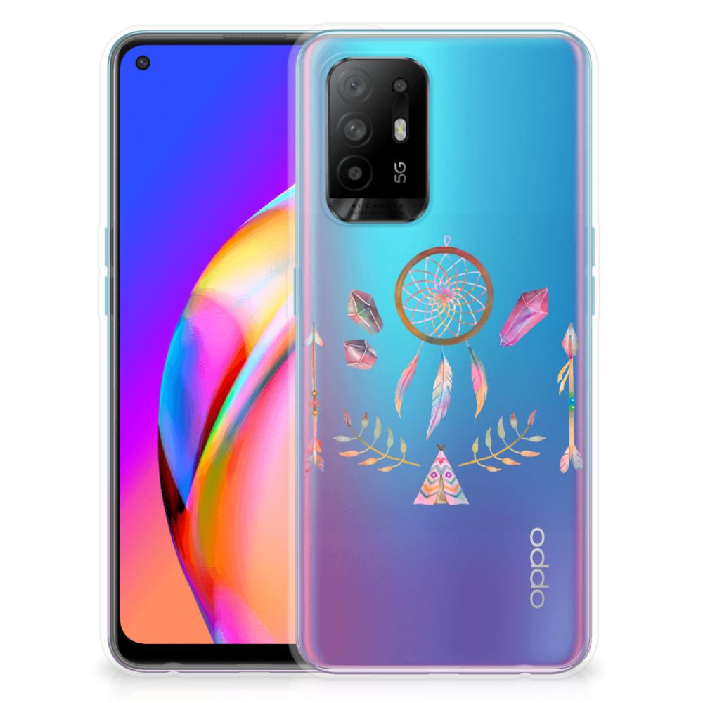 OPPO A94 5G | Reno5 Z Telefoonhoesje met Naam Boho Dreamcatcher