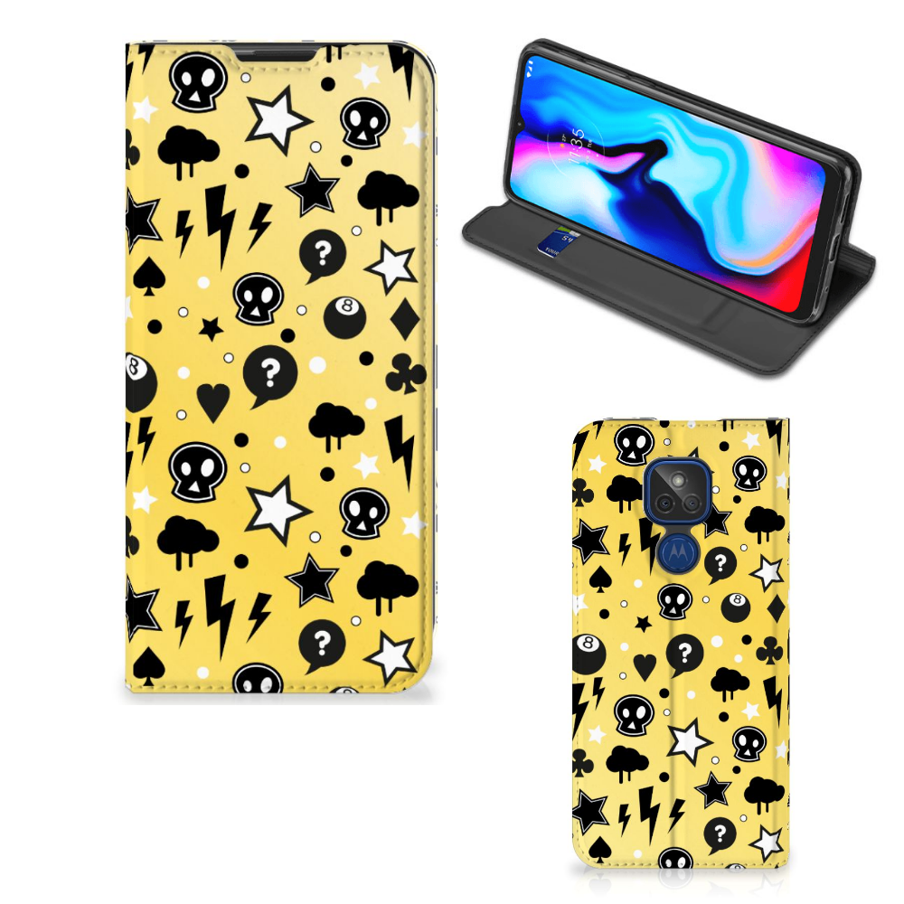 Mobiel BookCase Motorola Moto G9 Play Punk Geel - B2C Telecom