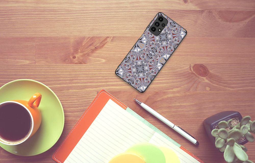 Samsung Galaxy A13 4G Marmeren Print Telefoonhoesje Flower Tiles B2C Telecom