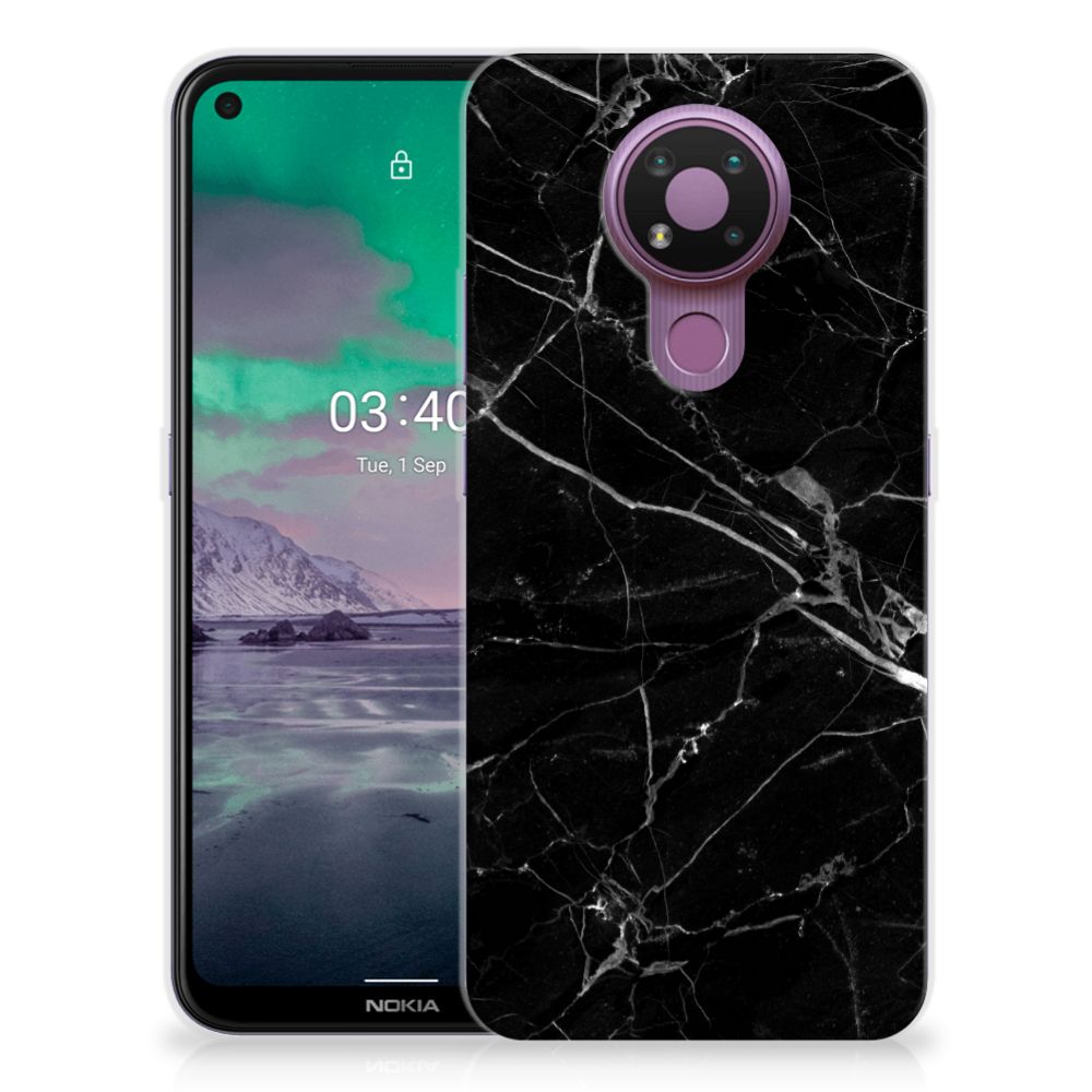 Nokia 3.4 TPU Siliconen Hoesje Marmer Zwart - Origineel Cadeau Vader