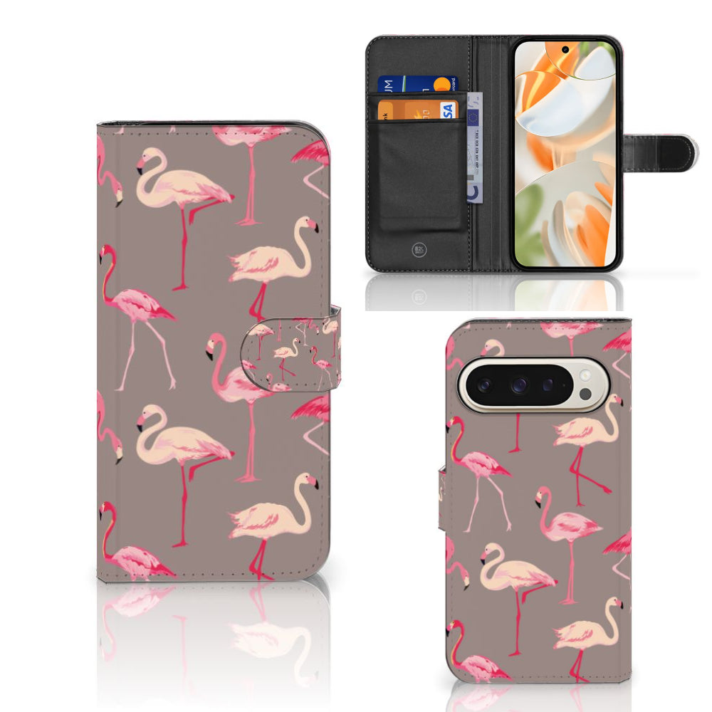 Google Pixel 9 | 9 Pro Telefoonhoesje met Pasjes Flamingo