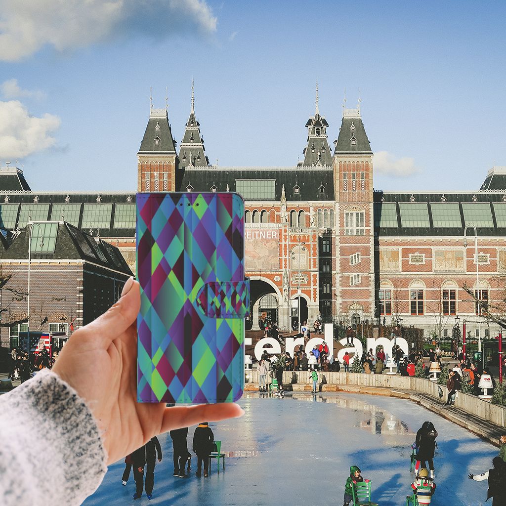 Huawei P10 Lite Book Case Abstract Green Blue