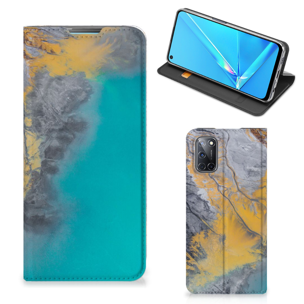 OPPO A52 | A72 Standcase Marble Blue Gold - B2C Telecom