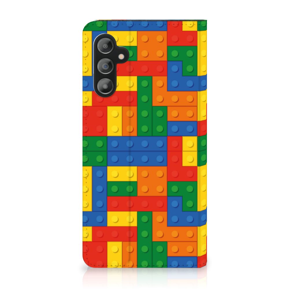 Samsung Galaxy A14 5G Hoesje met Magneet Blokken in kleurrijk Lego ontwerp met magnetische sluiting.