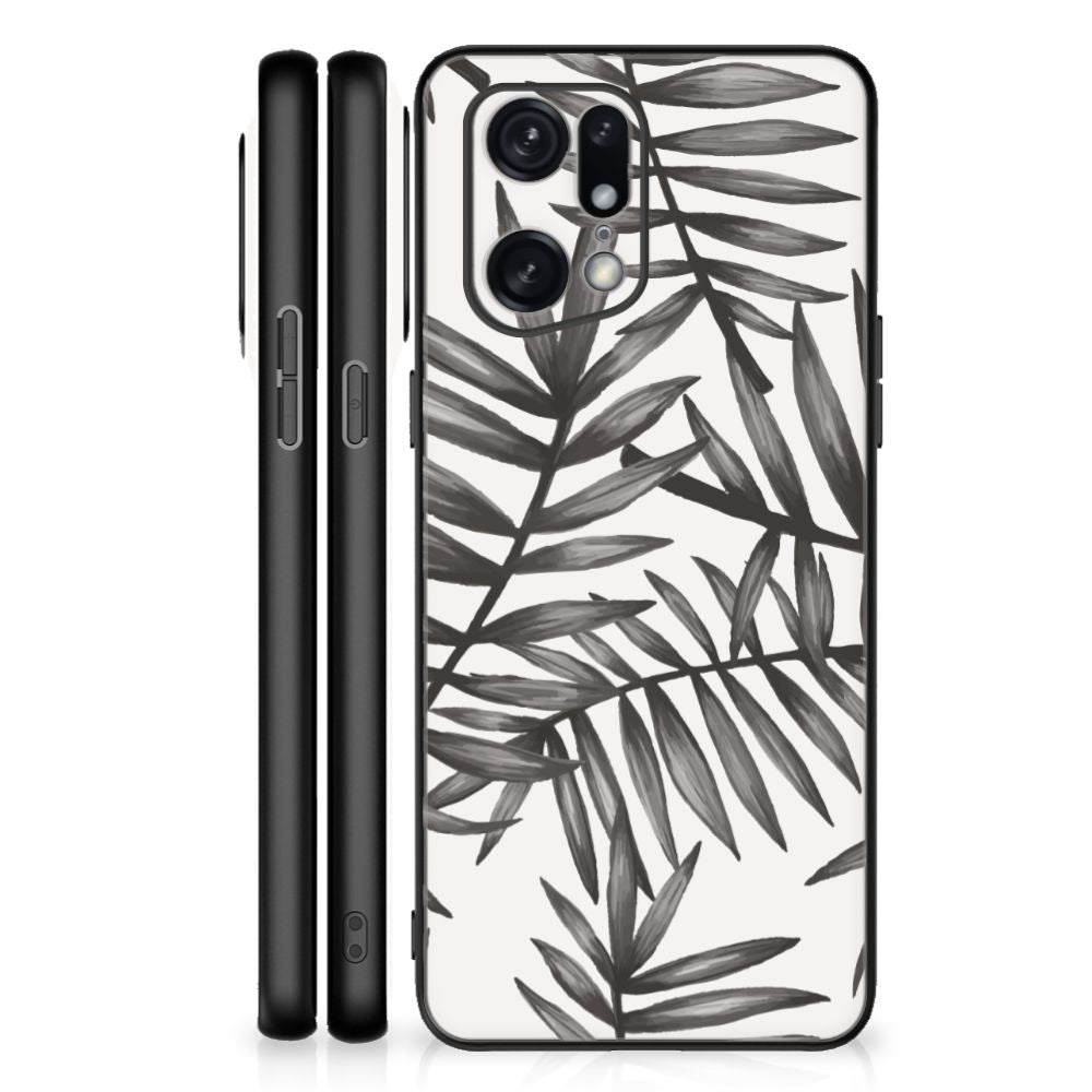 OPPO Find X5 Pro Bloemen Hoesje Leaves Grey