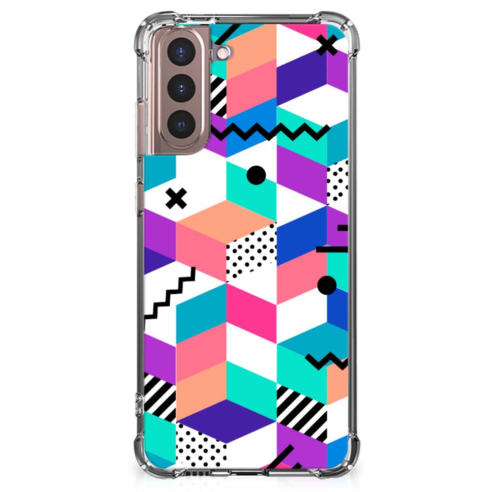 Samsung Galaxy S21 Plus Shockproof Case Blokken Kleurrijk B2C Telecom
