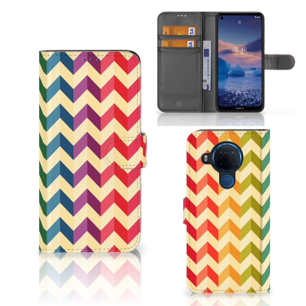 Nokia 5.4 Telefoon Hoesje Zigzag Multi Color